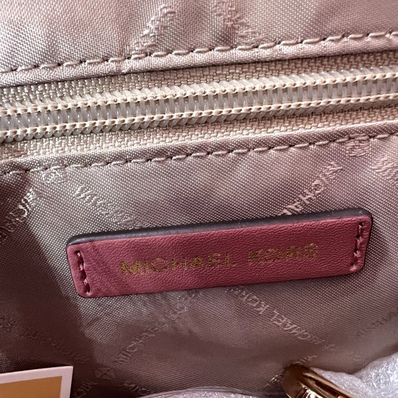 Michael Kors Mercer Belted MD Satchel Pink Blush Pebbled Leather Bag NWT - Picture 6 of 12